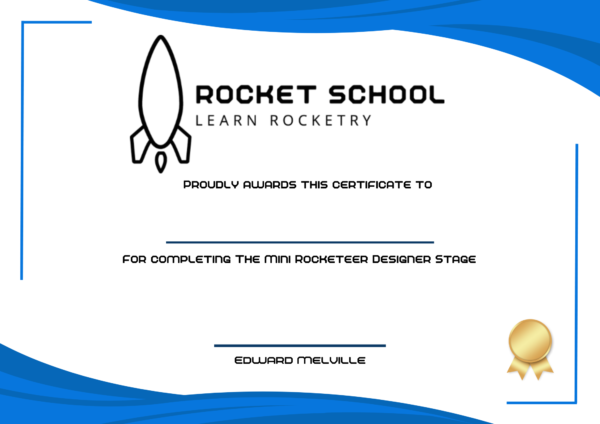 Mini Rocketeer - Designer Badge & Certificate